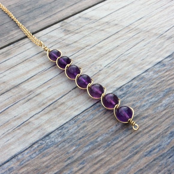 Amethyst necklace, Crown chakra, 14k Gold filled, February birthstone - Picture 3 of 7